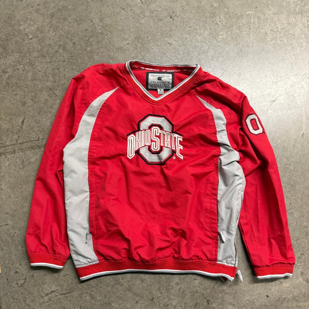 Colosseum Athletics Ohio State Buckeyes Windbreaker Pullover Red Grey Mens Small